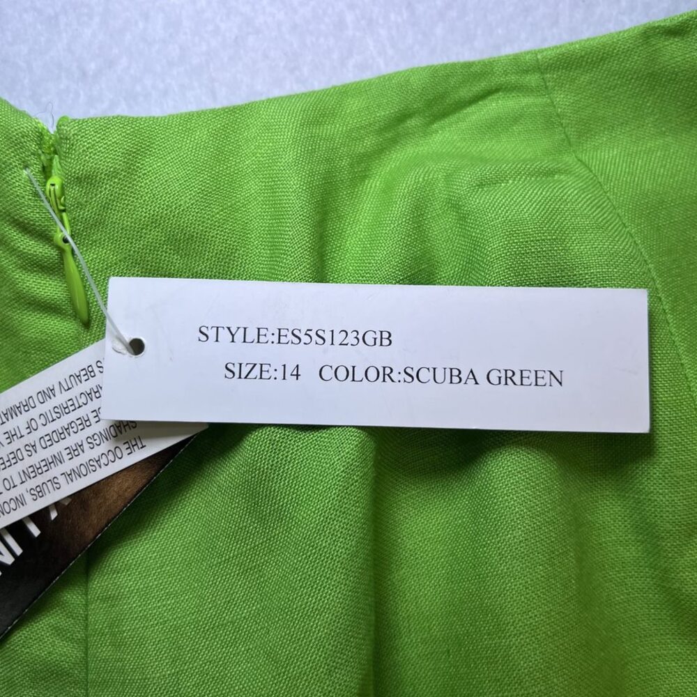 Larry Levine A-line flirty flowy bottom linen blend green skirt womens 14 NWT - Picture 6 of 13